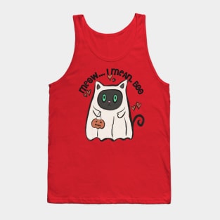 Meow I Mean Boo Cat Halloween Costume Tank Top